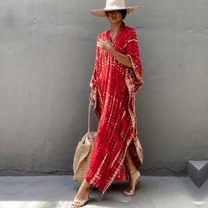 Red Kimono Kaftan Dress